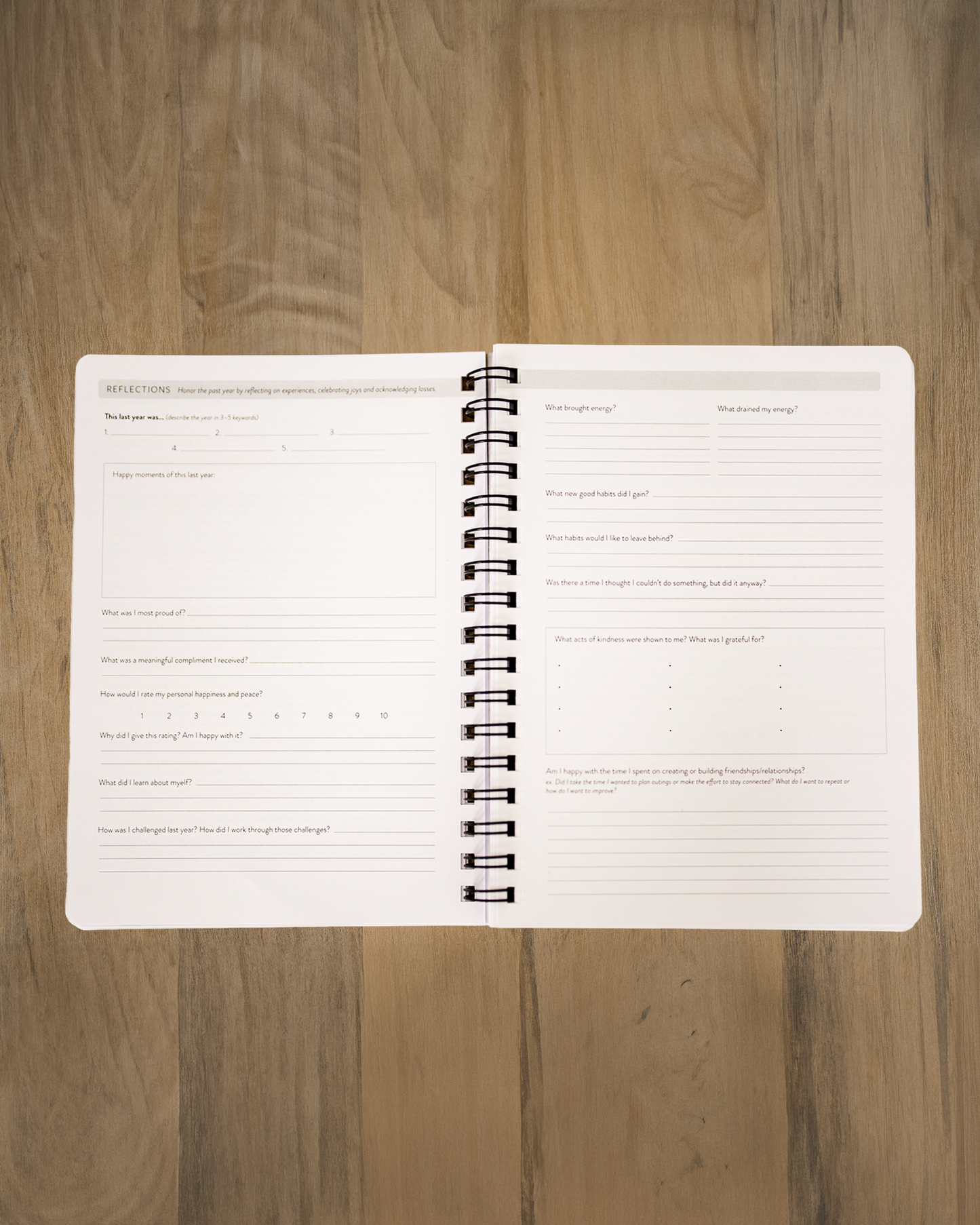 12-month Undated Planner, Tabs and Bookmark